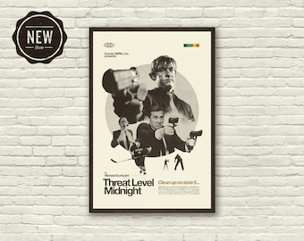 THE OFFICE Inspired Poster, Threat Level Midnight, Art Print - Helvetica, Mid-Century Modern, Black and white, Swiss, Poster