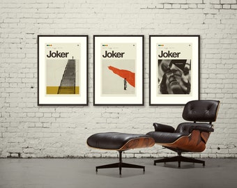 JOKER Art Print Poster Set, Joaquin Phoenix, 20x28 Lithograph Art Print, MidCentury Modern, Swiss, Helvetica
