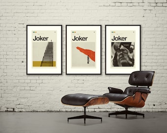 JOKER Art Print Poster Set, Joaquin Phoenix, 20x28 Lithograph Art Print, MidCentury Modern, Swiss, Helvetica