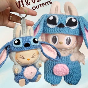 Labubu Stitch Inspired Cosplay Playful Fan-Art | Handmade Crochet Outfit | for V1-2-3 | Gift for Him or Her