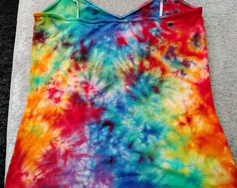 Rainbow scrunch camisole tank top,  made to order in any size