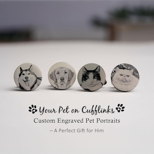 Custom Pet Portrait Cufflinks – Personalized Pet Photo Cufflinks,Pet Memorial Cufflinks Gift for Him,Dog Cat Cuff Links for Men,Wedding Gift