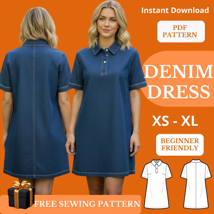 A Line Denim Dress - Etsy