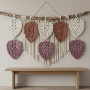 Makraméfjädermönster PDF – DIY-väggbonadshandledning – Boho Home Decor Digital produkt bild 4