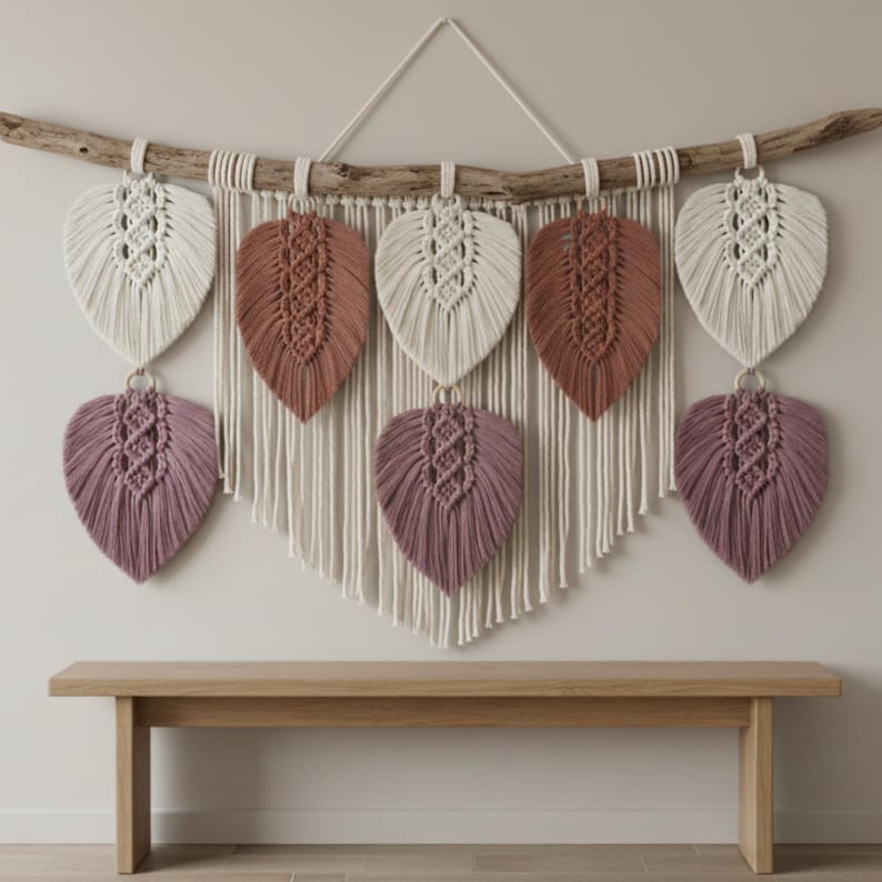 Makraméfjädermönster PDF – DIY-väggbonadshandledning – Boho Home Decor Digital produkt bild 4