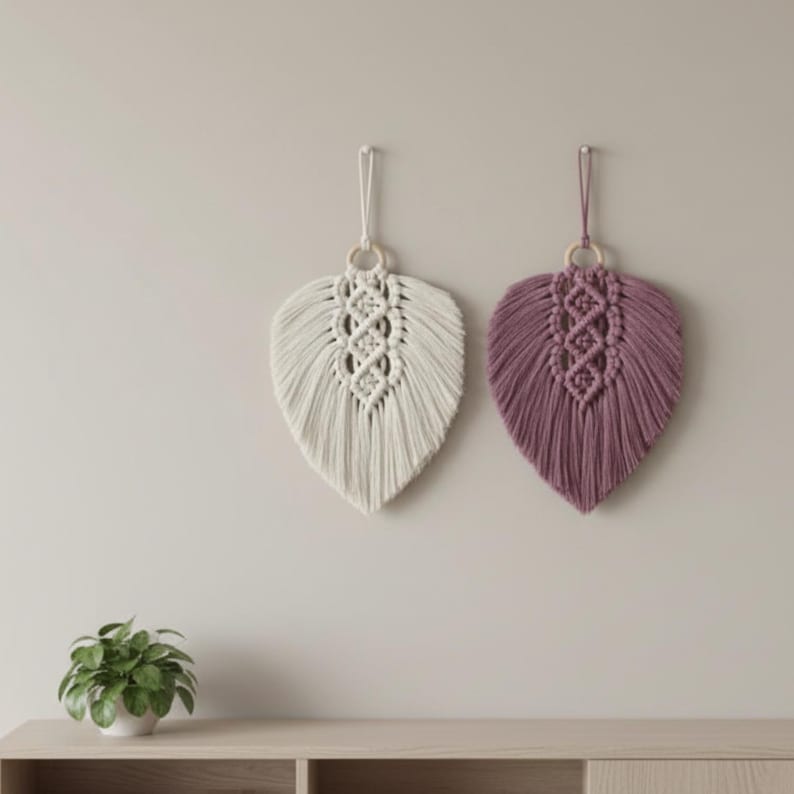 Makraméfjädermönster PDF – DIY-väggbonadshandledning – Boho Home Decor Digital produkt bild 12