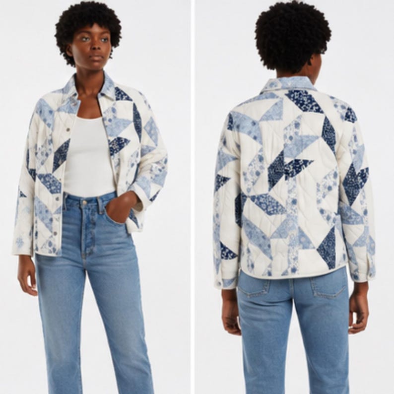 Patchwork Jacket Sewing Pattern PDF – Quilted Floral Coat Pattern – Cottagecore – Easy Beginner Friendly Tutorial image 8