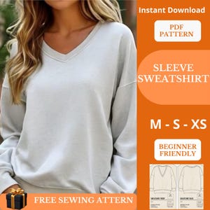 Gothic-Chic Oversized V-Neck Sweater PDF Pattern /carta modelli top / Autumn clothes / outerwear