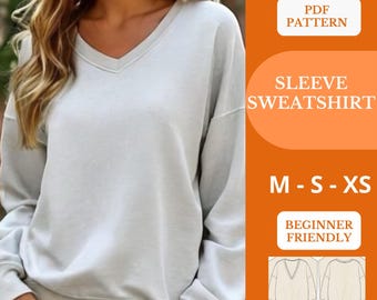 Modello PDF per maglione oversize con scollo a V in stile gotico-chic /carta modelli top / abbigliamento autunnale / capispalla