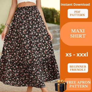 Saffron Flow Maxi Skirt Sewing Pattern: Tiered Ruffle Hem (PDF Pattern + Free Gift)