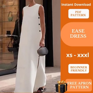 Asymmetric A-Line Dress Sewing Pattern: Side Snap Closure (PDF Pattern