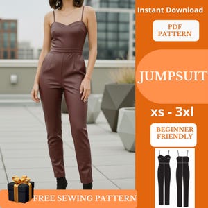 Jumpsuit Sewing Pattern PDF XS–XXXL | Wide Leg Overalls | Palazzo Pants | Women Romper | Sleeveless