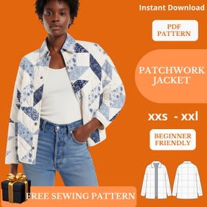 Patchwork Jacket Sewing Pattern PDF – Quilted Floral Coat Pattern – Cottagecore – Easy Beginner Friendly Tutorial