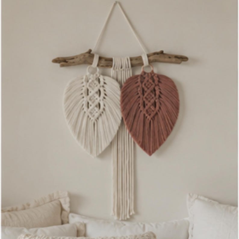 Makraméfjädermönster PDF – DIY-väggbonadshandledning – Boho Home Decor Digital produkt bild 11