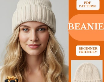 Modello per berretto a maglia - Modello PDF per cappello invernale in filato pettinato, facile da lavorare a maglia