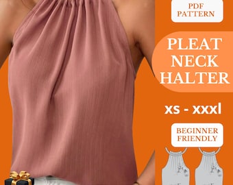 patrón de top halter - blusa de verano -Blusa DIY para principiantes - soporte para el cuello schnittmuster