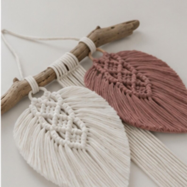 Makraméfjädermönster PDF – DIY-väggbonadshandledning – Boho Home Decor Digital produkt bild 5