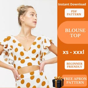 Top Sewing Pattern pdf – shirt pattern for ladies– esy sewing pattern- halter top sewing pattern - Backless Shirt with Ruffle Sewing Pattern