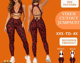 Cutout Jumpsuit Sewing Pattern, Vixen PDF Download, XXS–4X