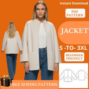 Oversized Quilted Jacket Sewing Pattern – Cottagecore Coat PDF Download
