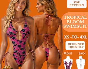 Ring Front Monokini Sewing Pattern | Cut Out Swimsuit PDF (XS-4X)