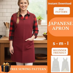 Cross Back Apron Sewing Pattern | Easy Pinafore Dress Apron | Beginner Linen | Sizes S M L
