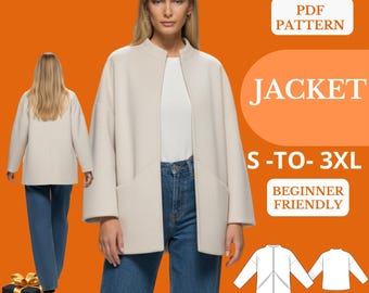 Oversized Quilted Jacket Sewing Pattern – Cottagecore Coat PDF Download