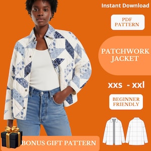 Naaipatroon patchworkjack pdf – gewatteerd jaspatroon met bloemen – Cottagecore – gemakkelijke beginnershandleiding