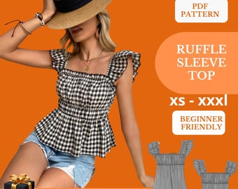 Naaipatroon crop top; Mouw met ruches pdf; Maten XL-3XL; Saree-blouse