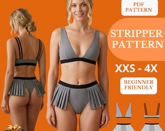 Patrón de costura en PDF para body de stripper, ropa de baile exótica, atuendo para rave, body de lencería DIY, disfraz para festival