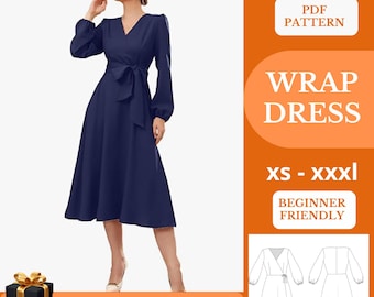 Modello di cucito per abito avvolgente / modello di top stile impero per donna (scarica PDF)