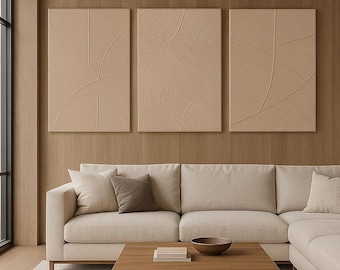 Neutral Textured Canvas Wall Art: Beige Abstract Print, Modern Decor