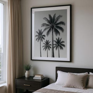 Tropical Island Palme Fotografie Wandkunst, Küstendekor, Premium Schwarz Holzgerahmt Poster