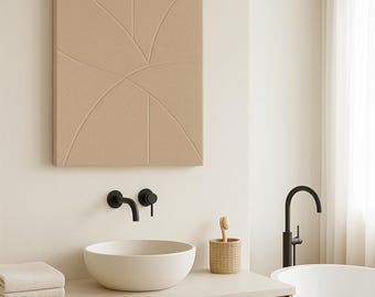 Beige Textured Canvas Wall Art: Modern Minimalist Decor, 24x36