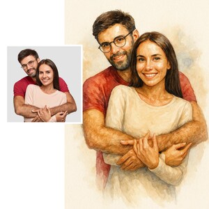 Custom Watercolor Couple Portrait