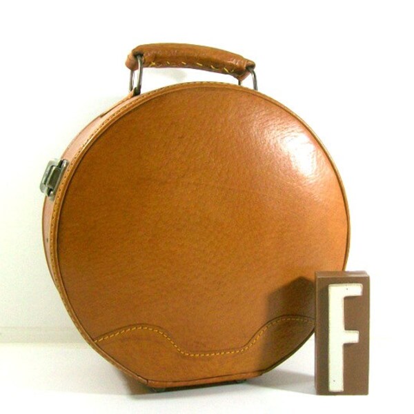 Round Vintage Brown Luggage Travel Case