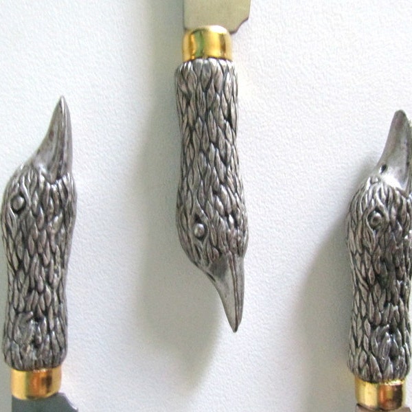 Vintage Bird Handled Butter Knives, Stainless Steel