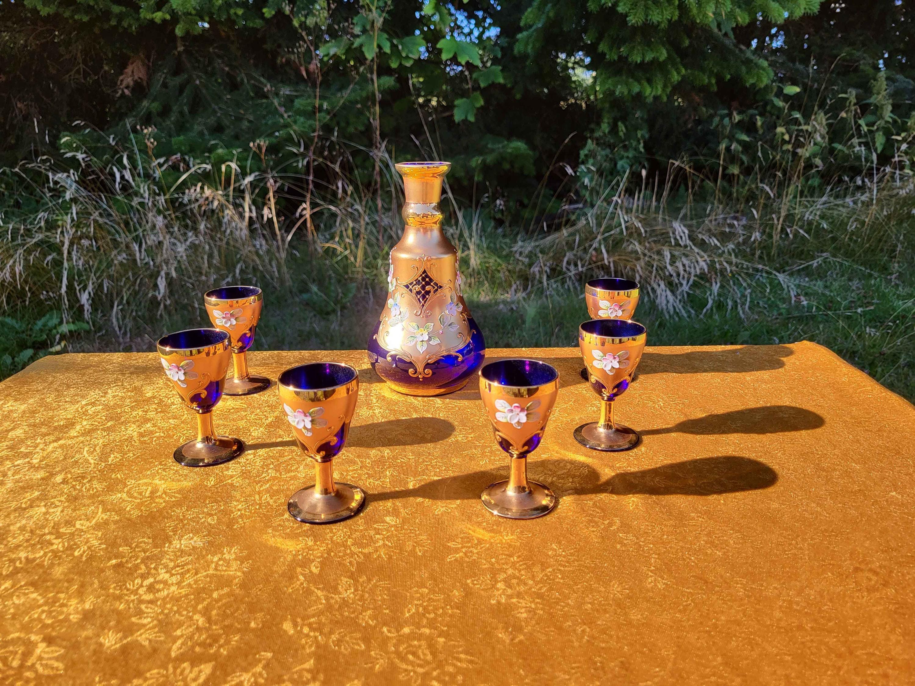 Murano Glass Decanter Blue Gold - Etsy