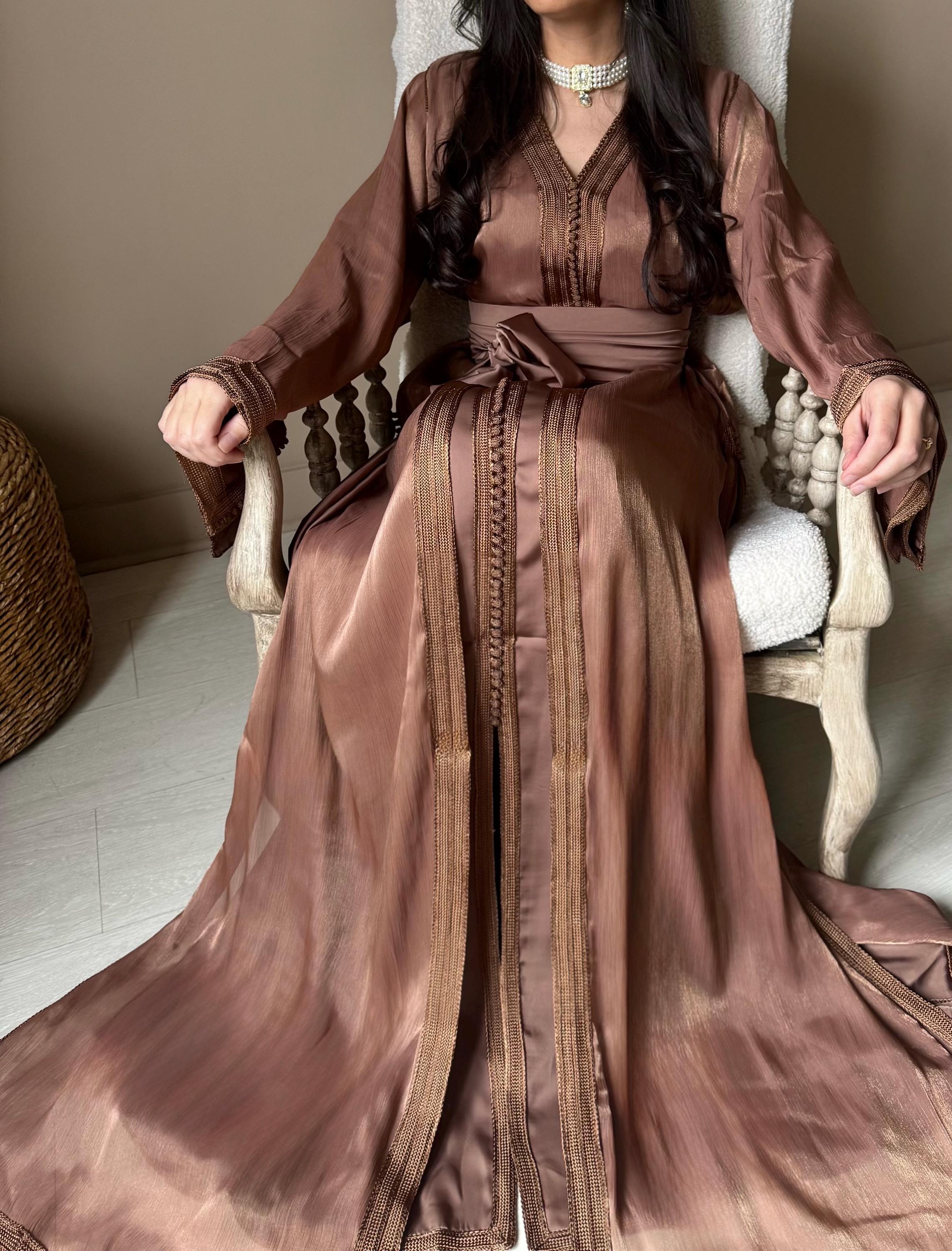 Caftan Takchita Marocain Femme - Bleu - Taille Unique - Fait Main - Neuf Sans étiquettes