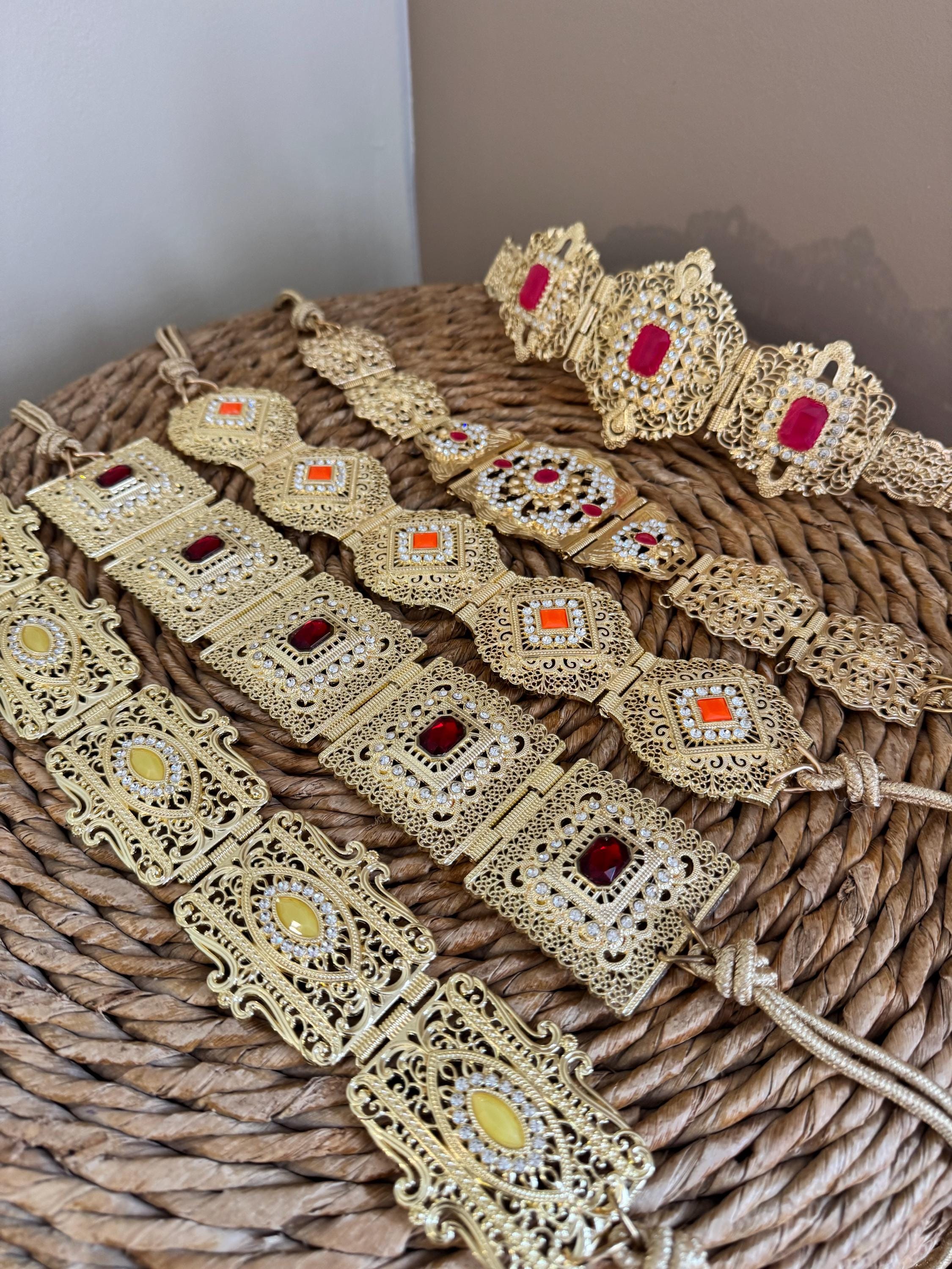 Vintage Moroccan Style Gold Filigree Hinged Link Belt Caftan Takchita Gold Moroccan Caftan Belt - Etsy main image 3