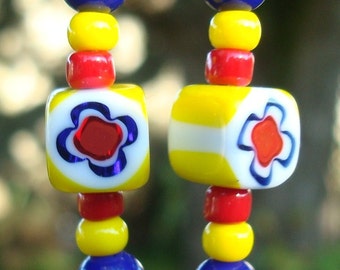 Millefiori  Glass Bead Earrings