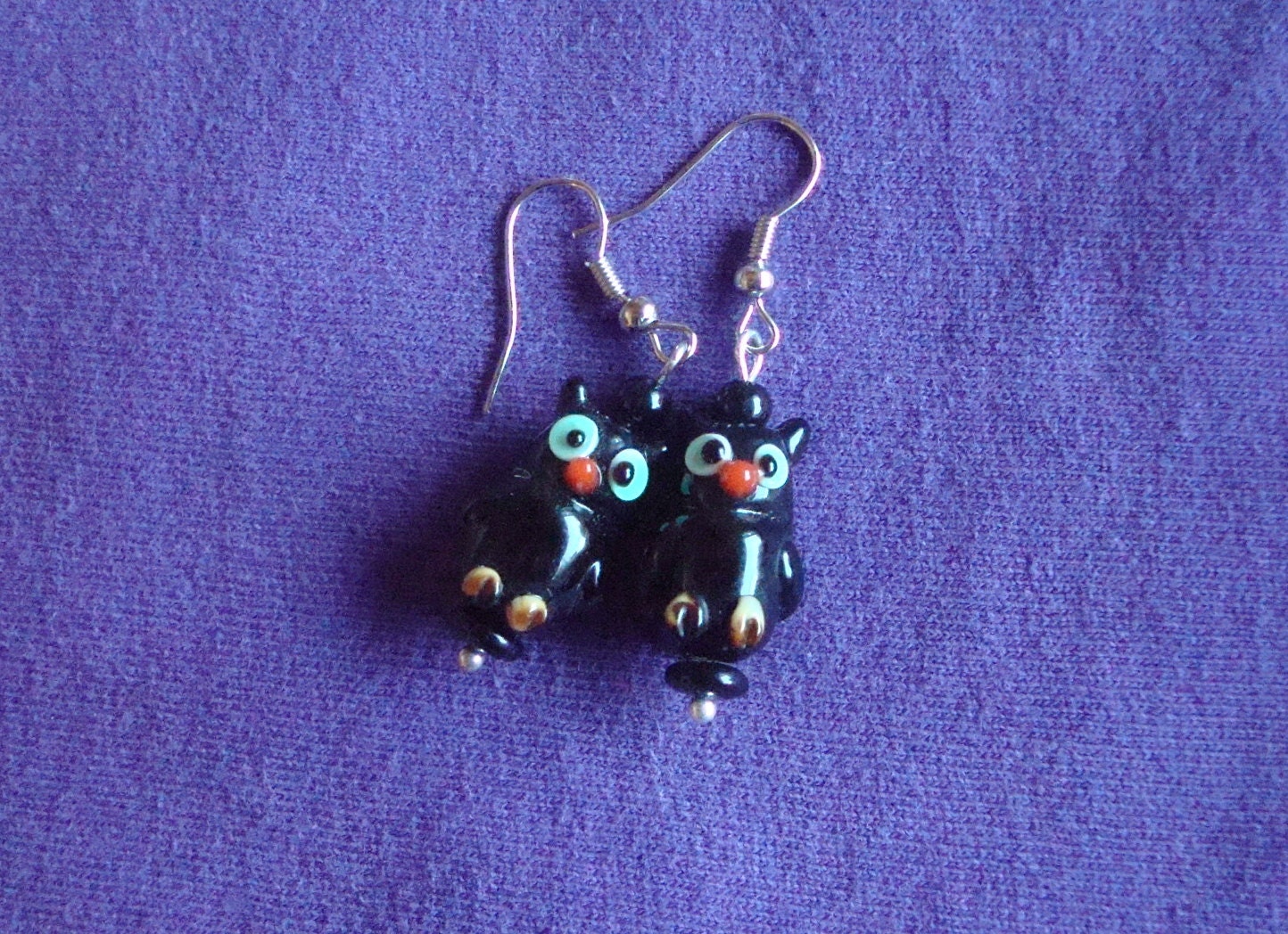 Adorable Lampwork Halloween Owl Earrings