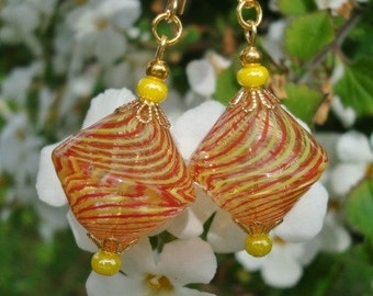 Strawberry Lemonade Blown Glass Earrings