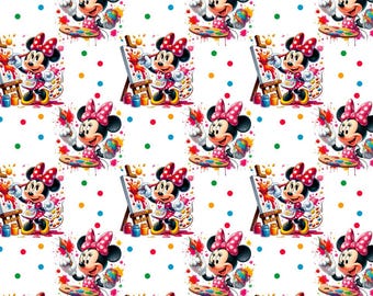 Leuke Mickey Minnie Mouse-cartoonstof - puur katoen, op 1/2 yard