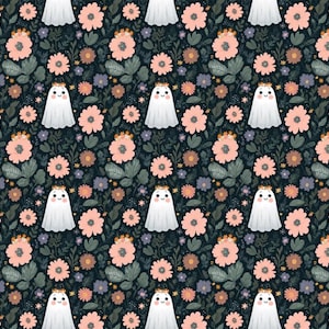 Halloween Ghost Floral Fabric-Pure Cotton Fabric,By 1/2 yard