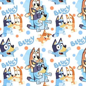 Bluey Funny Bingo Cartoon Fabric-Pure Cotton Fabric,By 1/2 yard