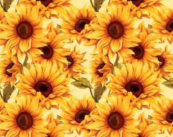Brilliant Sunflower Floral Fabric-Pure Cotton Fabric,By 1/2 yard