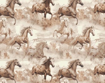 Galloping Horses Cotton Fabric-Pure Cotton Fabric,By 1/2 yard