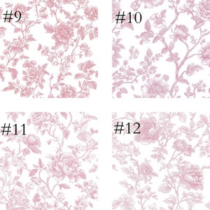 May include: Four close-up images of floral patterns in shades of pink and white. Each image features a different arrangement of flowers, leaves, and branches. The images are labeled with the numbers #9, #10, #11, and #12.