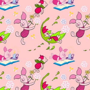 Winnies Friends Happy Piglet Fabric-Pure Cotton Fabric,By 1/2 yard